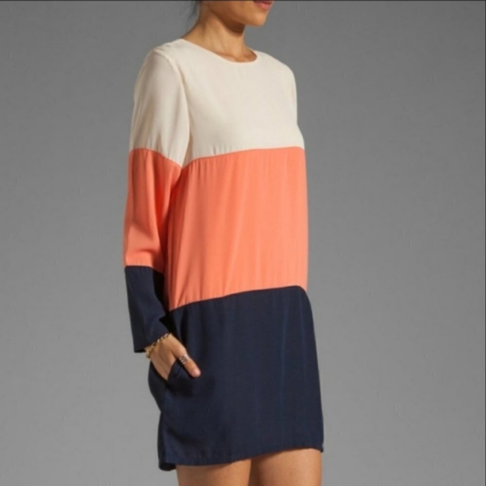 EUC Lovers + Friends Color Block Chic Long Sleeve Mini Shift Dress